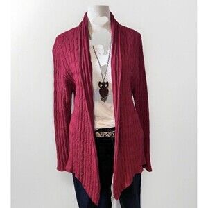 Peruvian Link Cardigan Peru Long Sleeves 100% Soft Baby Alpaca Rose Red Small